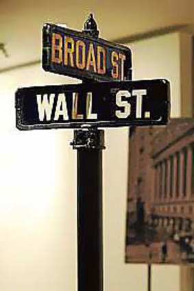 A vintage street sign that stood at the intersection of Manhattan's Wall Street and Broad Street is on display at Christie's, in New York. <i>Picture: AFP/Emmanuel Dunand</i>