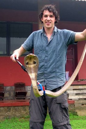 Dr Haberfield with one of his patients - a cobra.