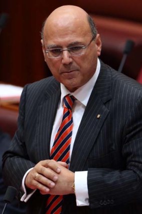 "Watch this space. I will be vindicated": Assistant Treasurer Senator Arthur Sinodinos during Senate question time on Tuesday.