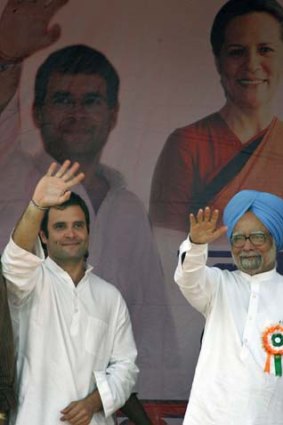 Rahul Gandhi (left) with Manmohan Singh: preparing for a dynasty's return.