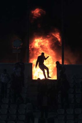 Fiery protest &#8230; the deadly clashes erupted after a Port Said football team beat a visiting Cairo team.