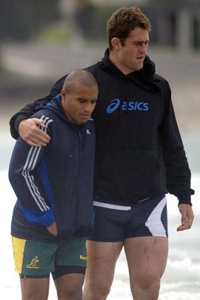 On the road to recovery: Will Genia and James Horwill.
