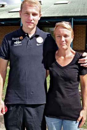 Mummy's boy &#8230; Aaron Mooy with his mother, Sam.