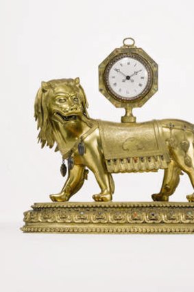 "An Important Imperial Chinese Gilt-Bronze Lion Clock Stand" from the Qianlong Period (1736-1795).