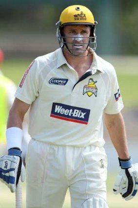 Black day &#8230; Mike Hussey after making a duck against Victoria in 2010.