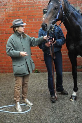 Gai Waterhouse inspects leading Cox Plate contender Fiorente after trackwork.