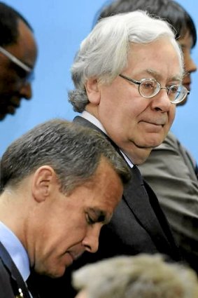 Mark Carney with the man he will take over from at the Bank of England, Sir Mervyn King, at a G20 meeting in Washington.