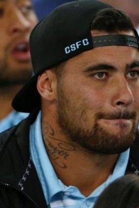 Andrew Fifita of the Sharks watches from the sideline last weekend.