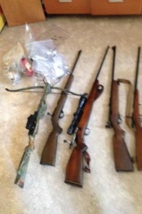 Guns seized during police raids on Moreton Island.