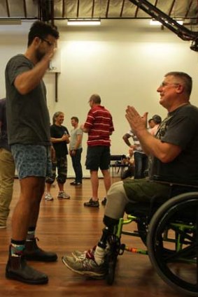 Patience: Actor Tahki Saul (left) with Dennis Ramsay.