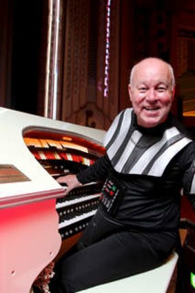 Neil Jensen dressed as Darth Vader, who will play the organ during a Star Wars marathon screening at the Hayden Orpheum Picture Palace in Cremorne.