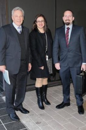 Senator Ricky Muir (second from right) in July with now departed advisers Peter Breen (left), Sarah Mennie and Glenn Druery.