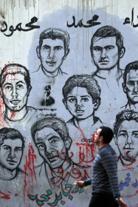 A mural depicting the people killed during Egypt's uprising.