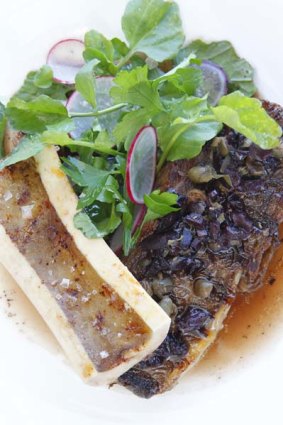 The one dish you must try ... grilled beef short rib with bone marrow, olive and a cress salad, $38.