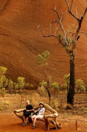 Tourists at Uluru in the Northern Territory.
