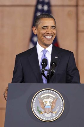 Barack Obama delivers his speech in Jakarta.