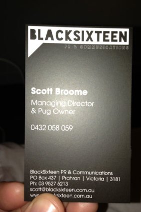 Scott Broome from BlackSixteen's business card
