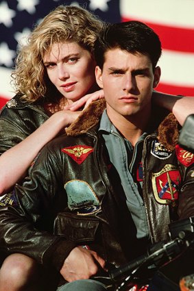 Tom Cruise, with Kelly McGillis, in the 1986 film <i>Top Gun</i>.