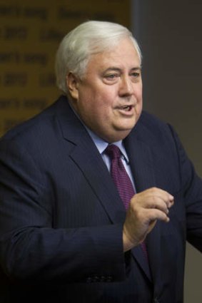 Pumping the brakes: Clive Palmer.
