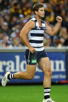 Tom Hawkins starred against the Hawks.