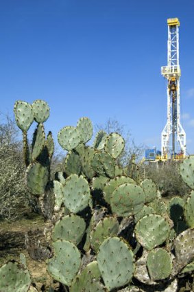A Petrohawk Energy Corp. drilling rig stands in the Eagle Ford Shale in South Texas, U.S.,