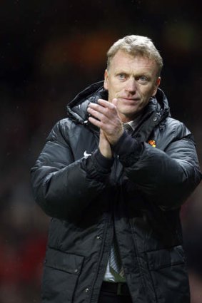 Champions League debut: David Moyes applauds the fans at the end of the game.