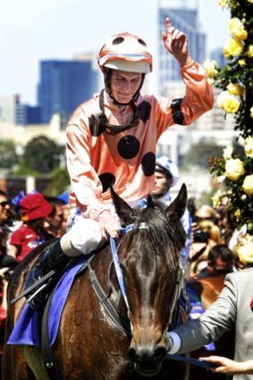 Supreme: Black Caviar and Luke Nolen yesterday.