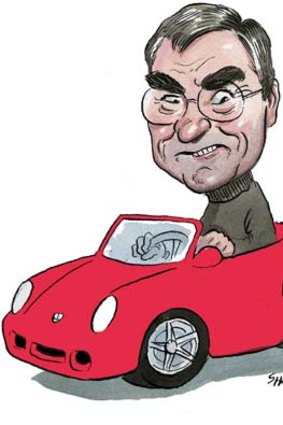The driver, not the car ... but Greg Medcraft favours a Porsche metaphor for securitisation. <em>Illustration: John Shakespeare</em>