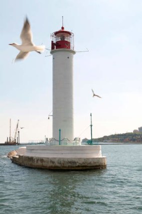 The Vorontsov lighthouse at the Black Sea port of Odessa.
