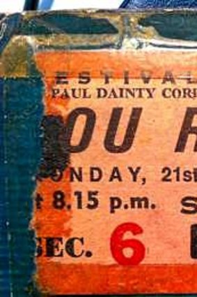 Ticket stub from Lou Reed's 1975 concert at Melbourne's Festival Hall.