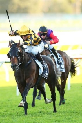 James McDonald riding It's A Dundeel to win the Queen Elizabeth Stakes at Royal Randwick.