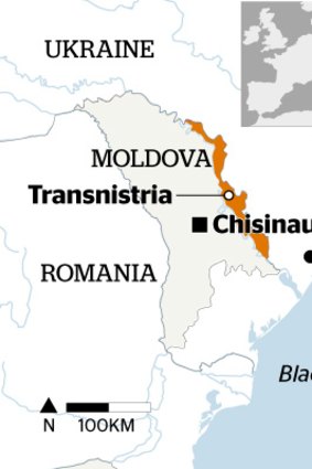 Moldova, the former Soviet Republic, is located to the west of Ukraine.