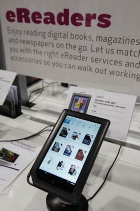 A Barnes & Noble Nook e-reader on display in California.