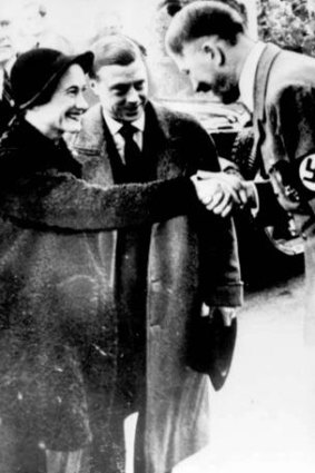 The Duke and Duchess of Windsor meet German leader Adolf Hitler in Munich on October 22, 1937.  