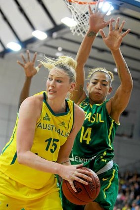 Lauren Jackson in action for the Opals against Brazil last month.