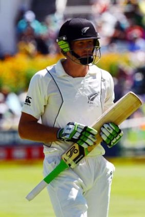 Poor ... New Zealand's Martin Guptill departs after being dismissed against South Africa.