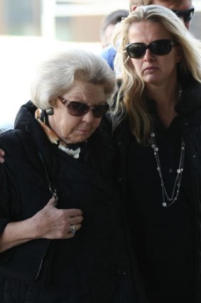 Queen Beatrix of the Netherlands, left, and Prince Johan Friso's wife Princess Mabel arrive at hospital on February 24, 2012 after the prince's ski accident.