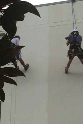 The Canberra Times photographer Jay Cronan joins the abseiling painters.