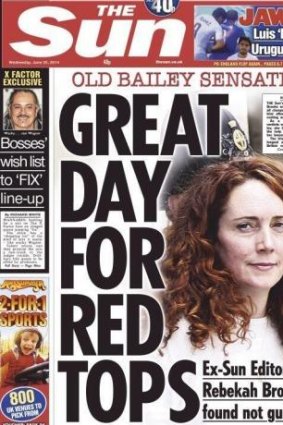 Front page of Murdoch's <i>Sun</I> tabloid on Wednesday.