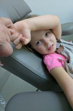 Freyja Christiansen offered a pinky promise to reassure her mum she would be a brave girl for the tests for her cancer.