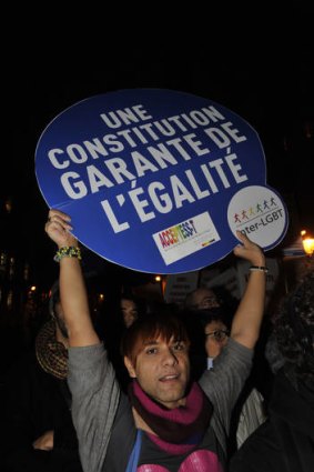 Supporters of gay marriage demonstrate in Paris on Wednesday.