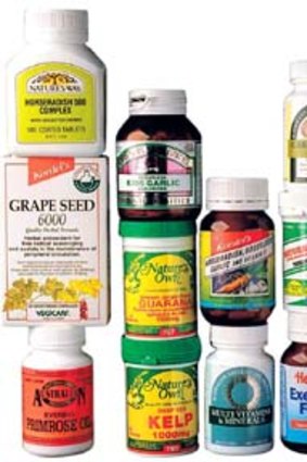 Some of the many herbal supplements available in pharmacies and health shops.
