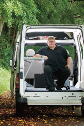 Thinking big … Richardson in his van, which doubles as a mobile thinktank.