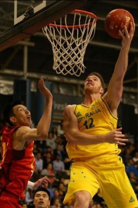 Air time: Lucas Walker of Australia in action during the four-game series against China, which was shown on the ABC.