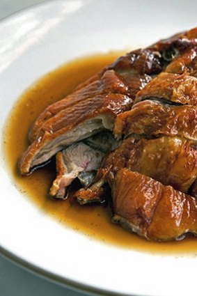 Crispy roast duck at Mr. Wong.