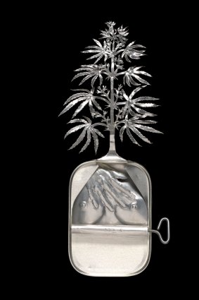 <i>Paradisus Terrestris</i>,1989-90, by Fiona Hall. Cut and moulded sardine tin; aluminium, tin and steel. (Copyright Fiona Hall) 