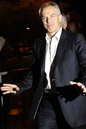 Tony Blair arrives at a television studio in Dublin to promote his memoirs on <i>The Late Late Show</i>.