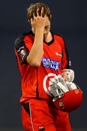 Andrew Fekete of the Renegades leaves the field after losing to the Perth Scorchers on Boxing Day.