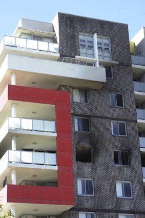 Bankstown ... the exterior of the apartment building that burned down last week.