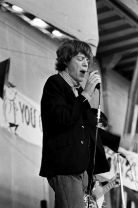 The Rolling Stones' Mick Jagger performs a matinee concert at Sydney Showground, 23 January 1965.